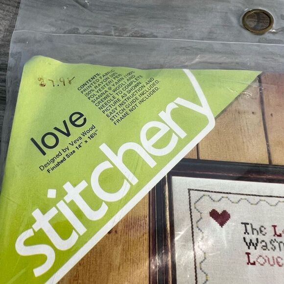 Spinnerin Stitchery Kit Love Isn’t Love Til It’s Given Away Veva Wood Crewel NIP - Picture 3 of 7